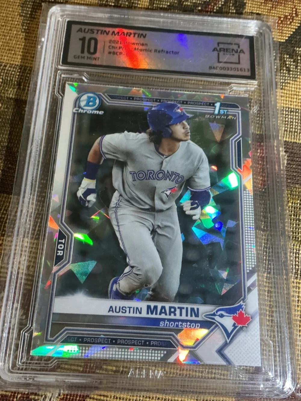 2021 Bowman Chrome Pros. Austin Martin BCP-87 Atomic Refractor Graded Arena 10